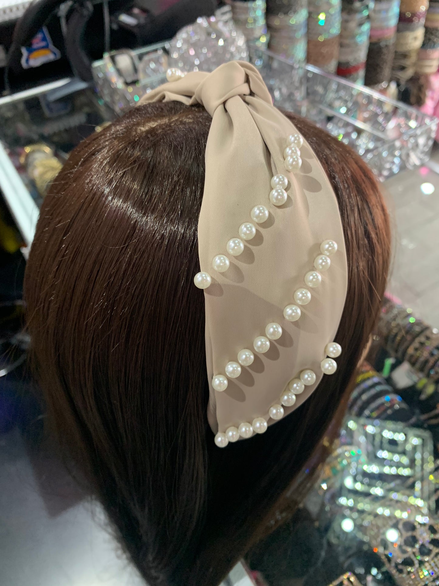 Diadema gruesa de tela decorada - bling bling