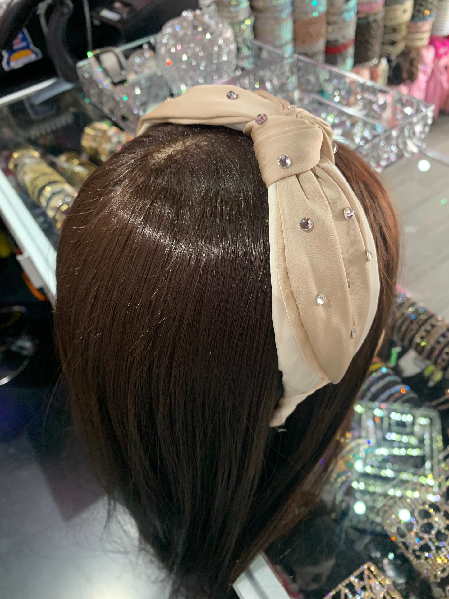 Diadema gruesa de tela decorada - bling bling