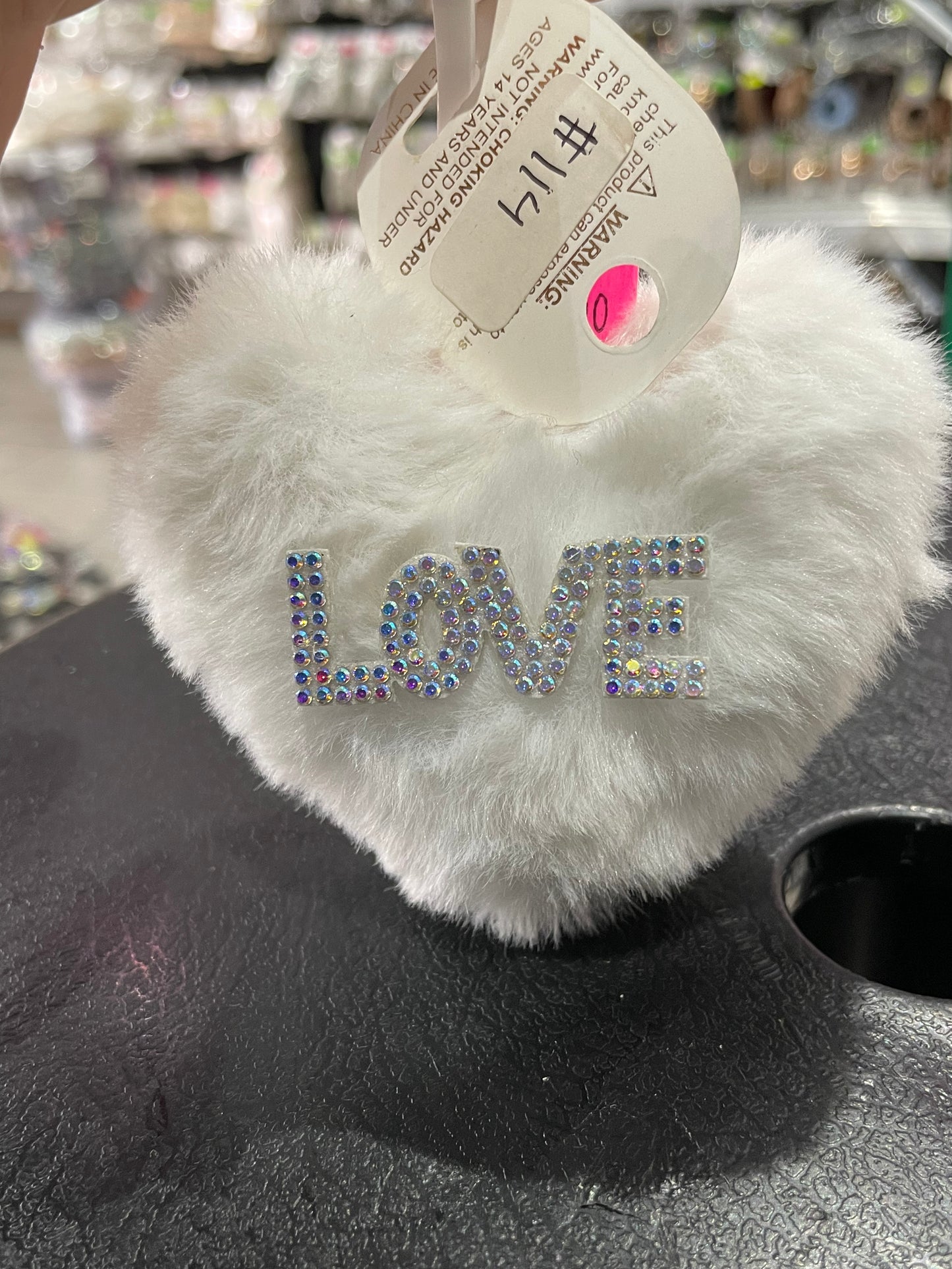 Llavero de corazón pompon - bling bling