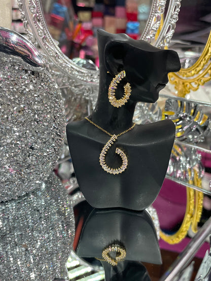 Conjunto de Collar y Aretes con Espiral Brillante - Bling Bling