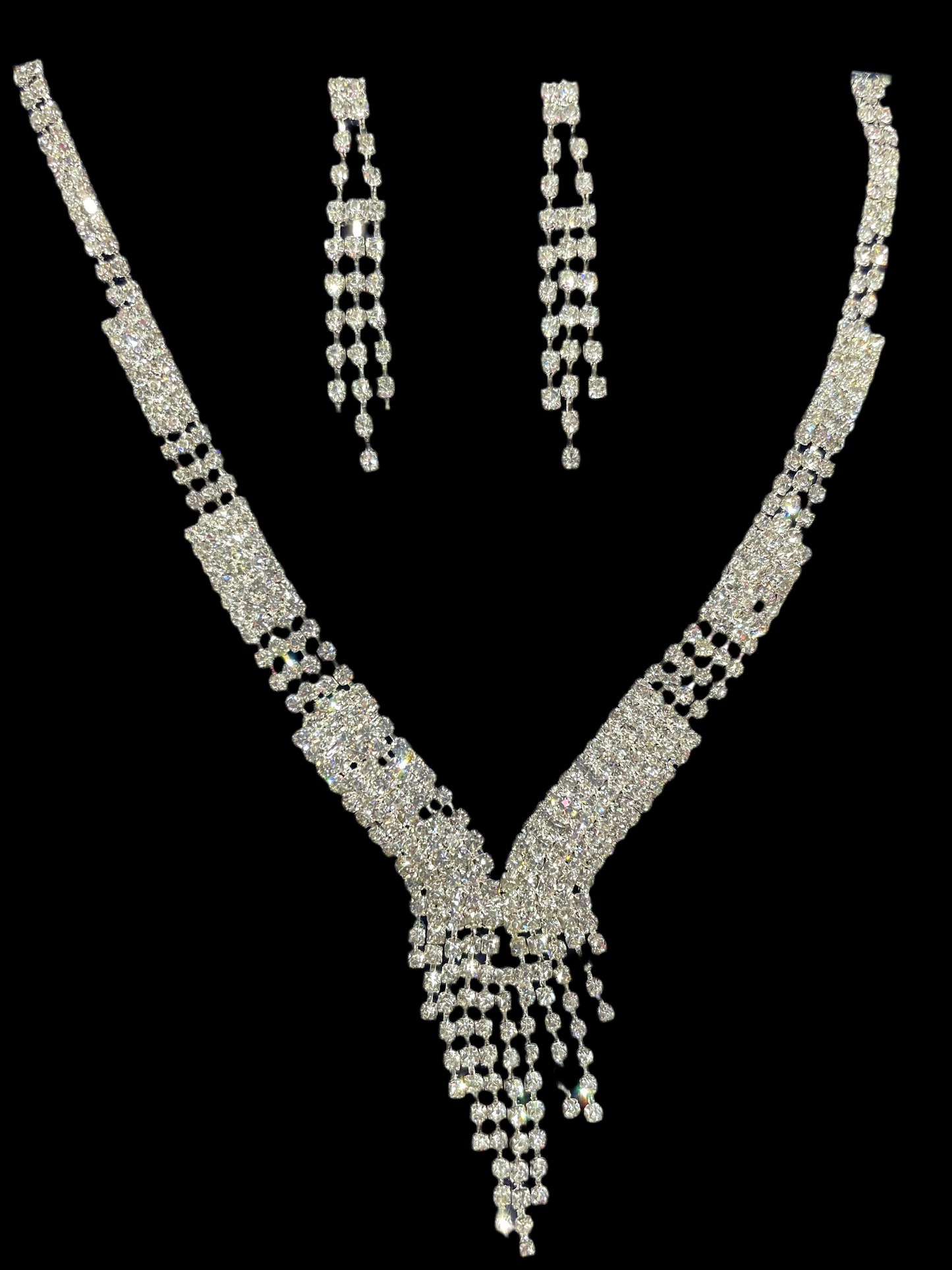 Juego de aretes y collar (plata)