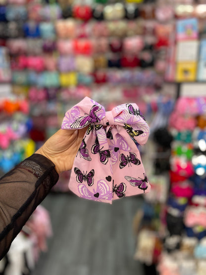 Moño Estampado De Mariposa - Los Moños De Kari