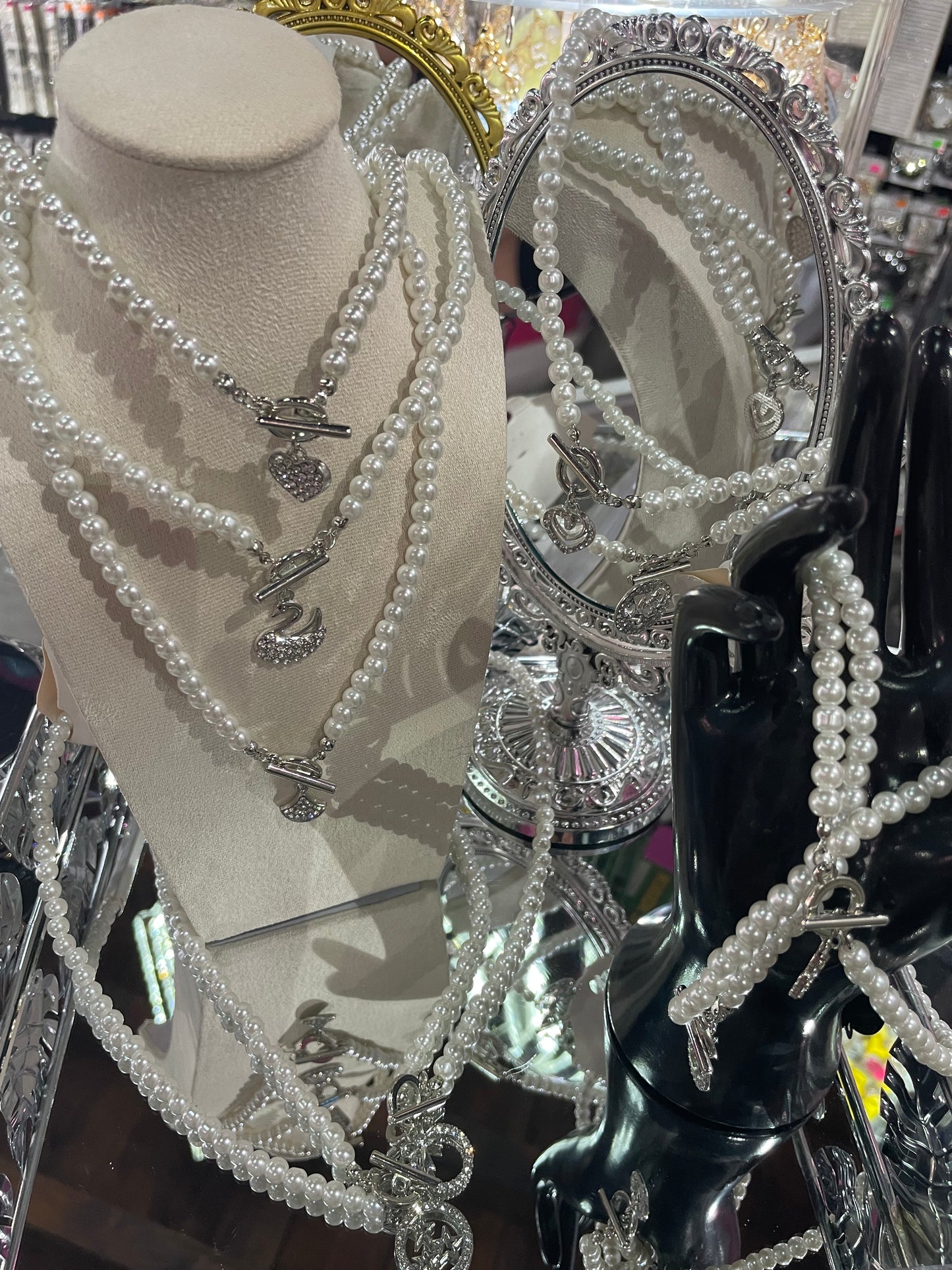 Collar de Perlas con dije Plateado - Bling Bling