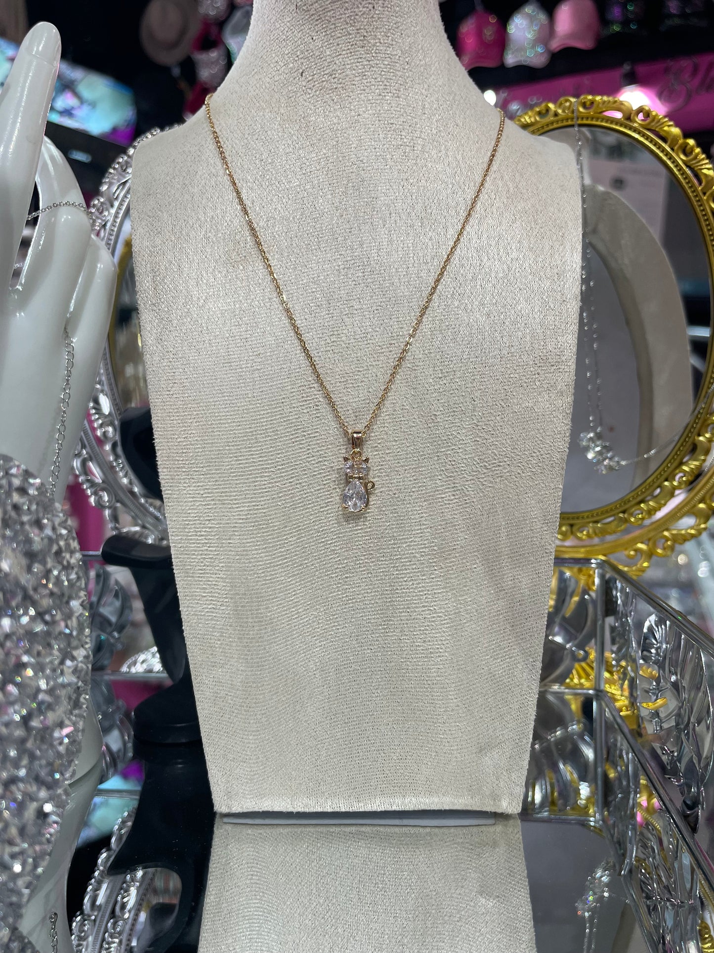 Collar de Zirconia con dije de Gato - Bling Bling