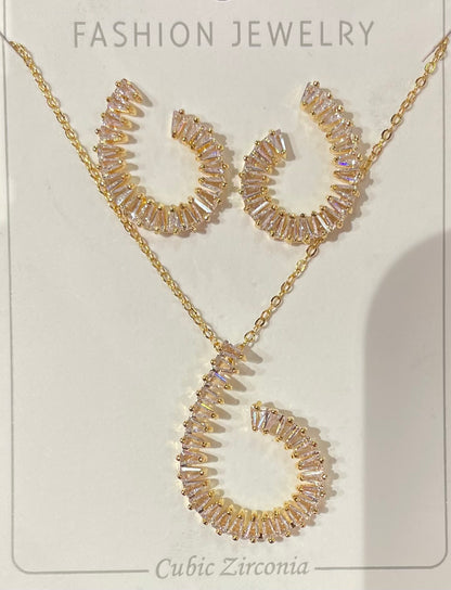 Conjunto de Collar y Aretes con Espiral Brillante - Bling Bling