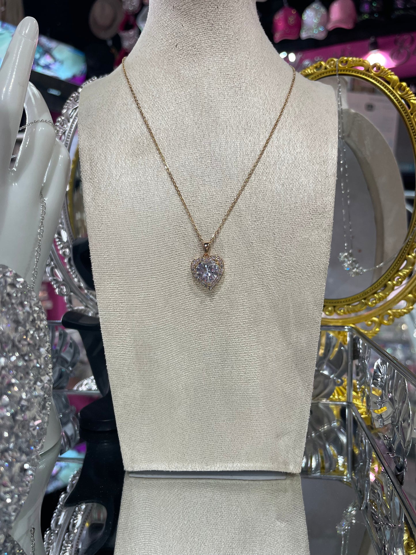 Collar de Zirconia con dije de Corazón y Piedra Grande - Bling Bling