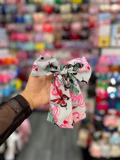 Moño Estampado De Mariposa - Los Moños De Kari