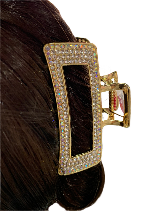 Pinza Rectangular Dorada con Brillo - Bling Bling