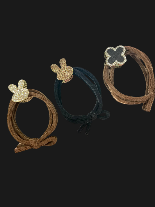 Liga para Cabello con adorno de Trébol y Conejito - Bling Bling