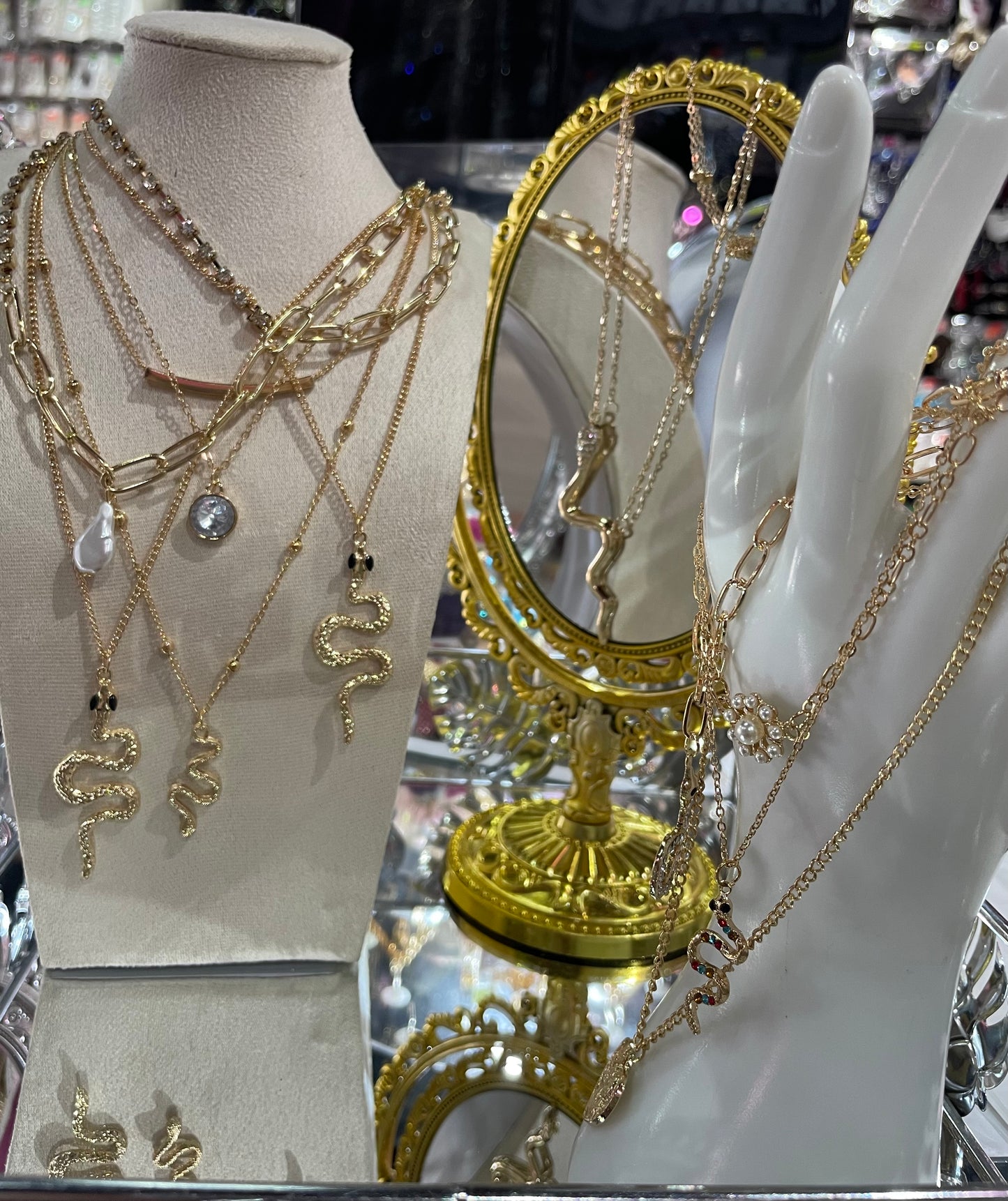 Collar doble cadena dorado con dije de Serpiente - Bling Bling