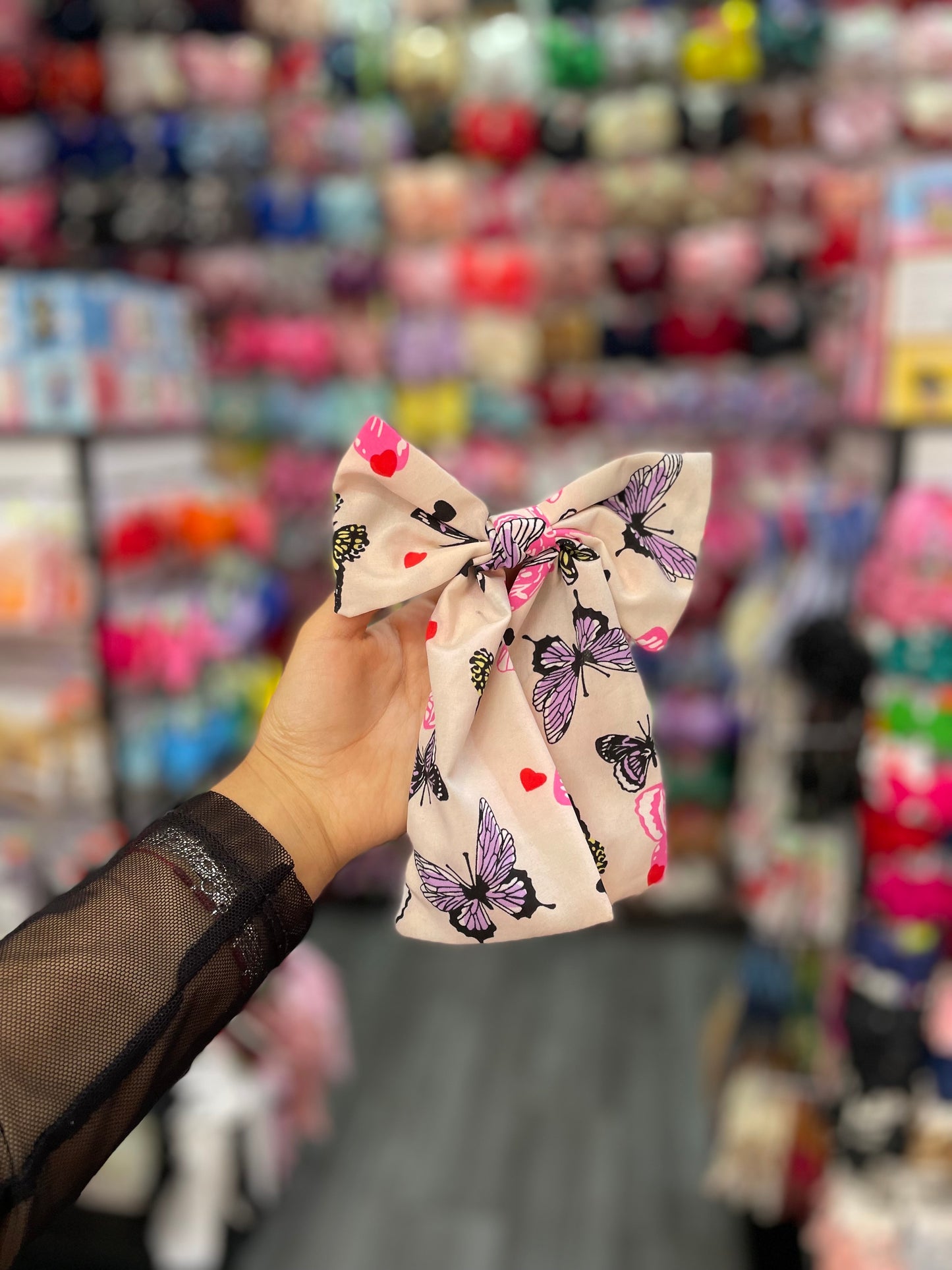 Moño Estampado De Mariposa - Los Moños De Kari