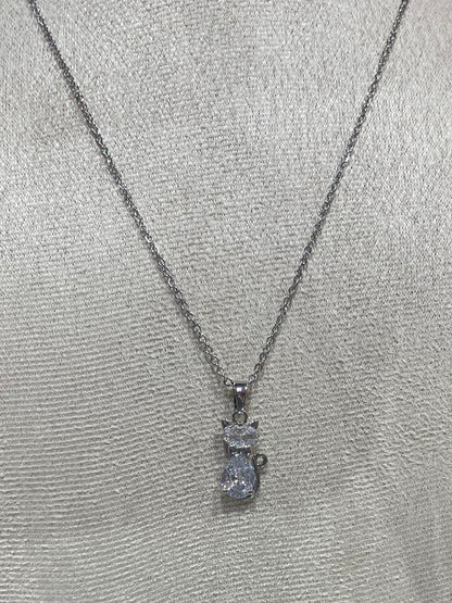 Collar de Zirconia con dije de Gato - Bling Bling