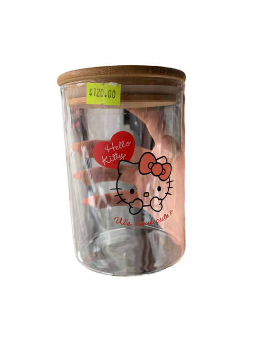 Contenedor  de vidrio hello Kitty