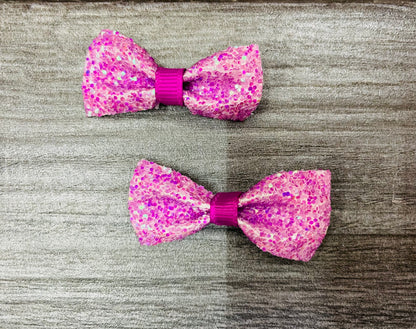 Moño Con Glitter Para Bebé (Par) - Los Moños De Kari