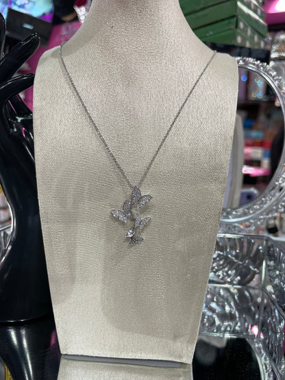 Collar de Zirconia con dije de Mariposas- Bling Bling