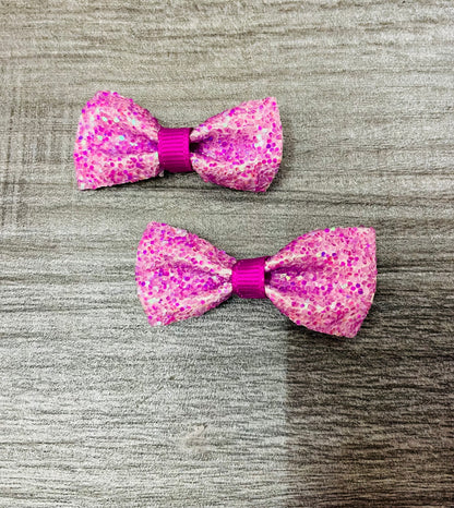 Moño Con Glitter Para Bebé (Par) - Los Moños De Kari