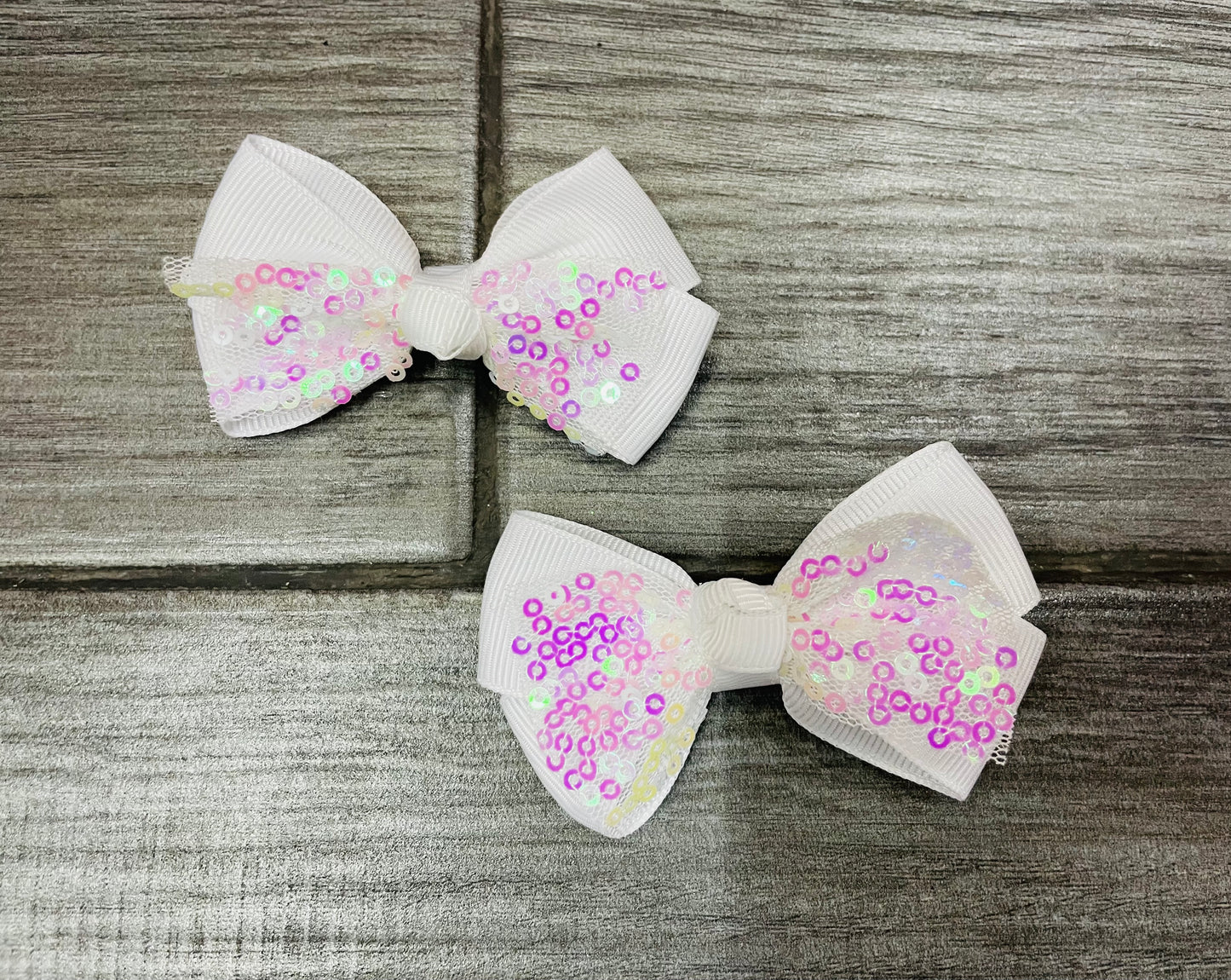 Moño Con Tul Y Lentejuela(Par) - Los Moños De Kari