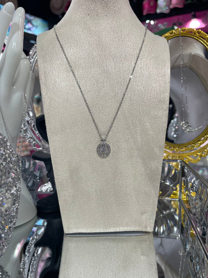 Collar de Zirconia con dije Circular con una piedra en Medio - Bling Bling