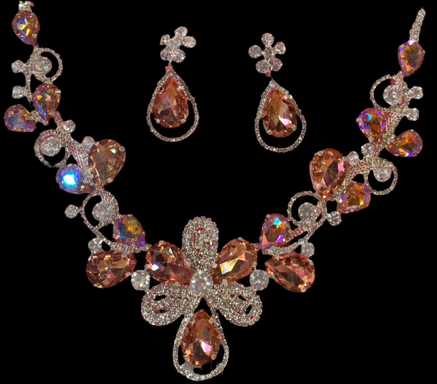 Juego collar y aretes (Rosa)