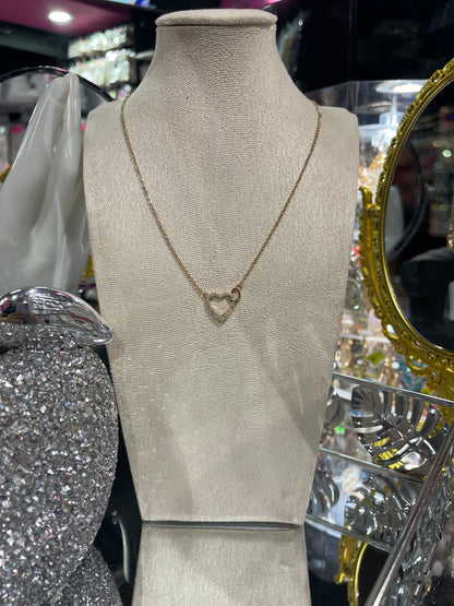 Collar de Zirconia con dije de Corazones entrelazados - Bling Bling