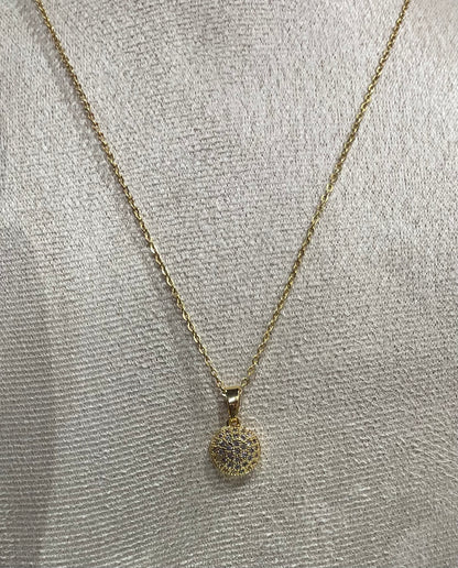 Collar de Zirconia con dije Circular Brillante en Dorado - Bling Bling
