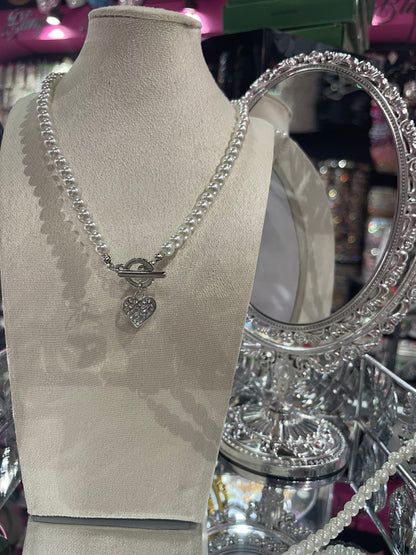 Collar de Perlas con dije Plateado - Bling Bling