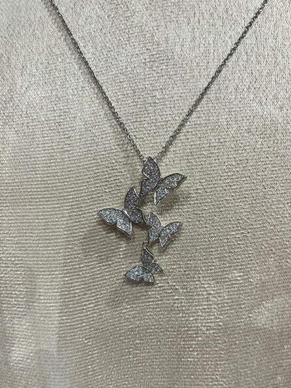 Collar de Zirconia con dije de Mariposas- Bling Bling