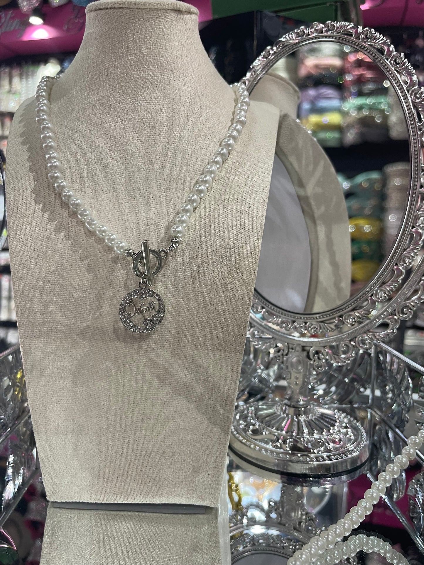 Collar de Perlas con dije Plateado - Bling Bling