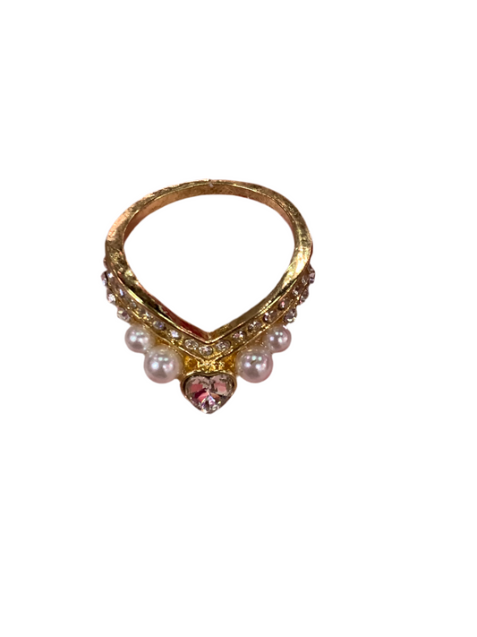 Anillo con diseño de corazón y perlas - Bling Bling