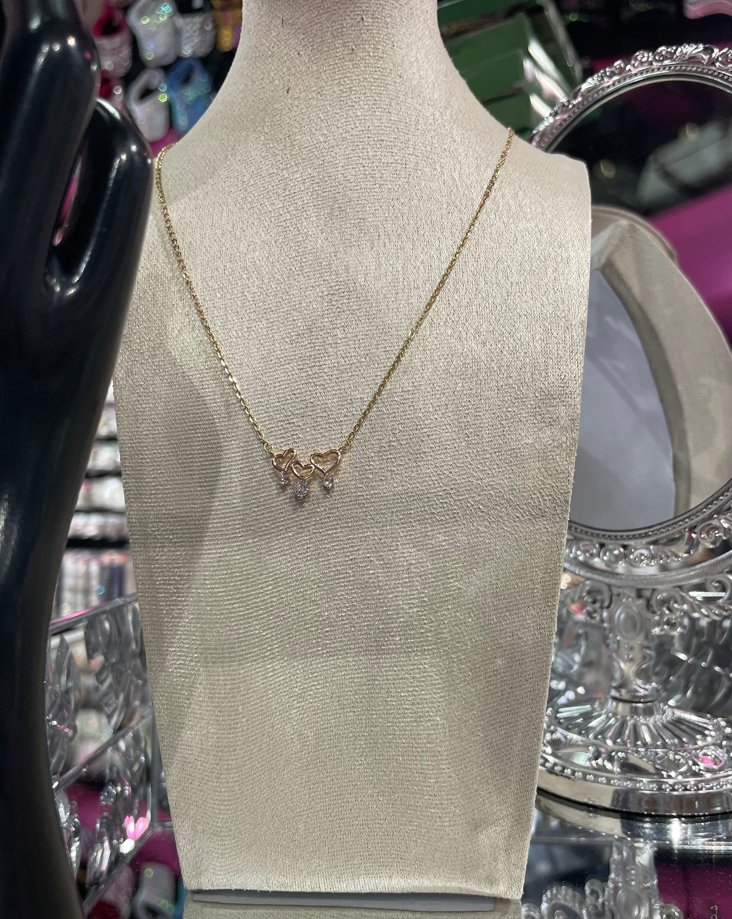 Collar de Zirconia con dije de Corazones - Bling Bling