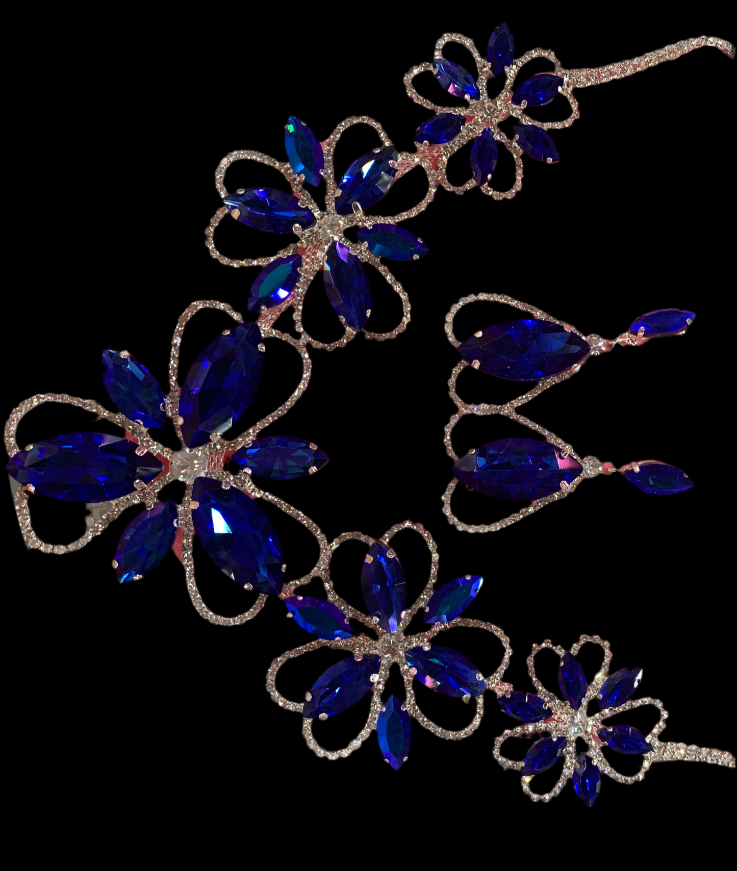 Juego de collar y aretes (azul)