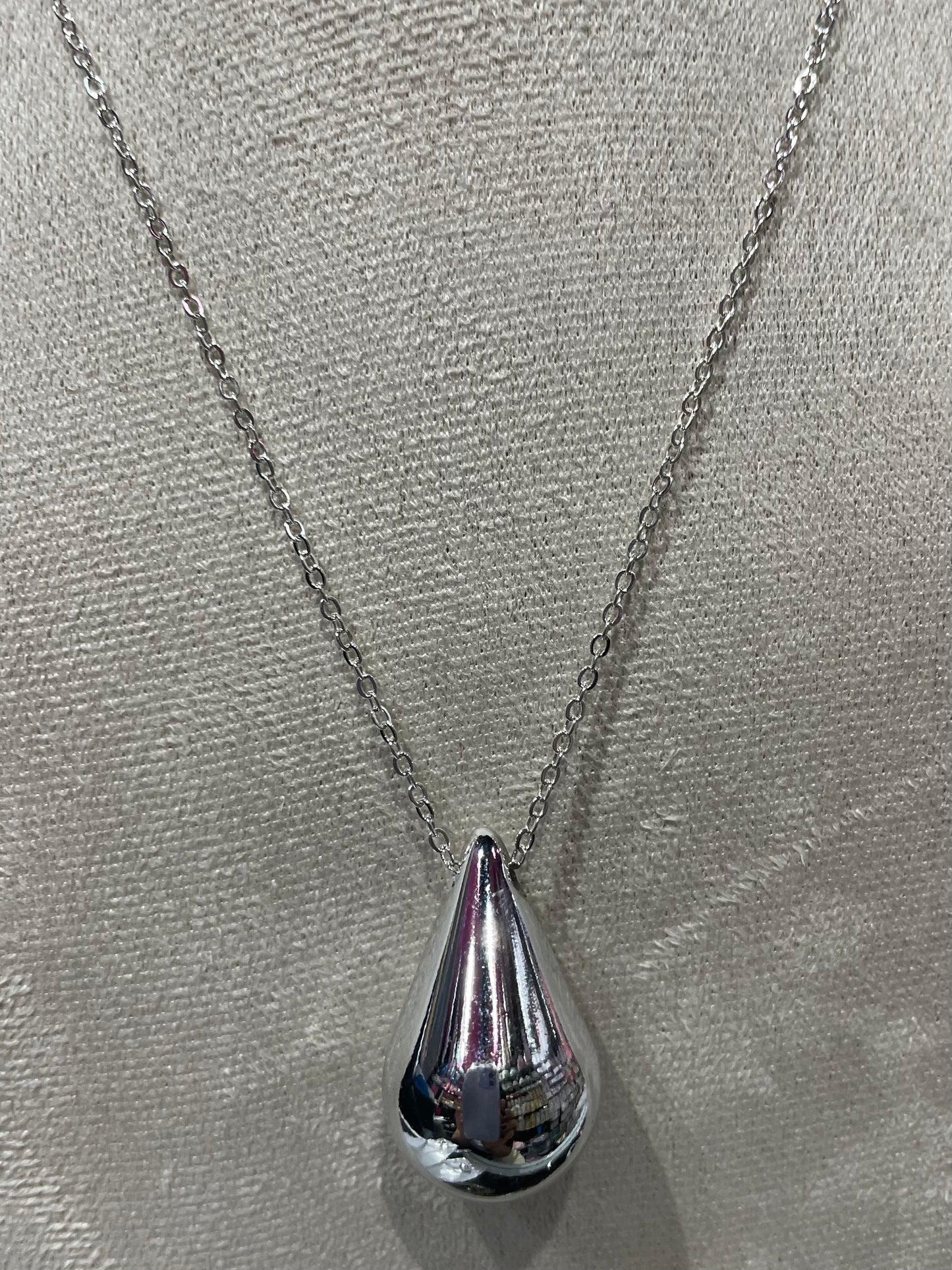 Collar con dije liso en Plateado - Bling Bling