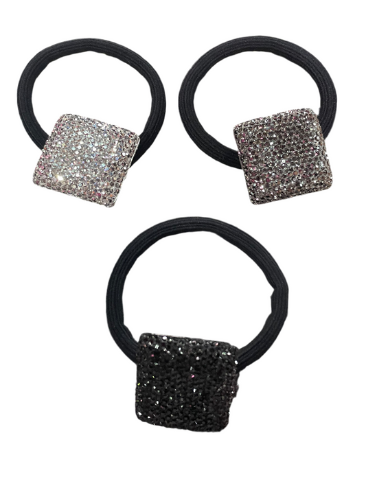 Liga para cabello con adorno  en forma cuadrada - Bling Bling