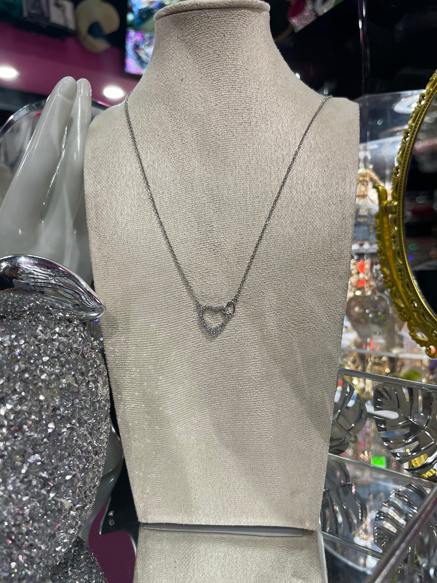 Collar de Zirconia con dije de Corazones entrelazados - Bling Bling