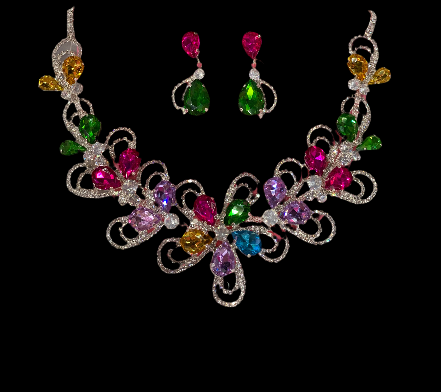 Juego de collar y aretes (colores)