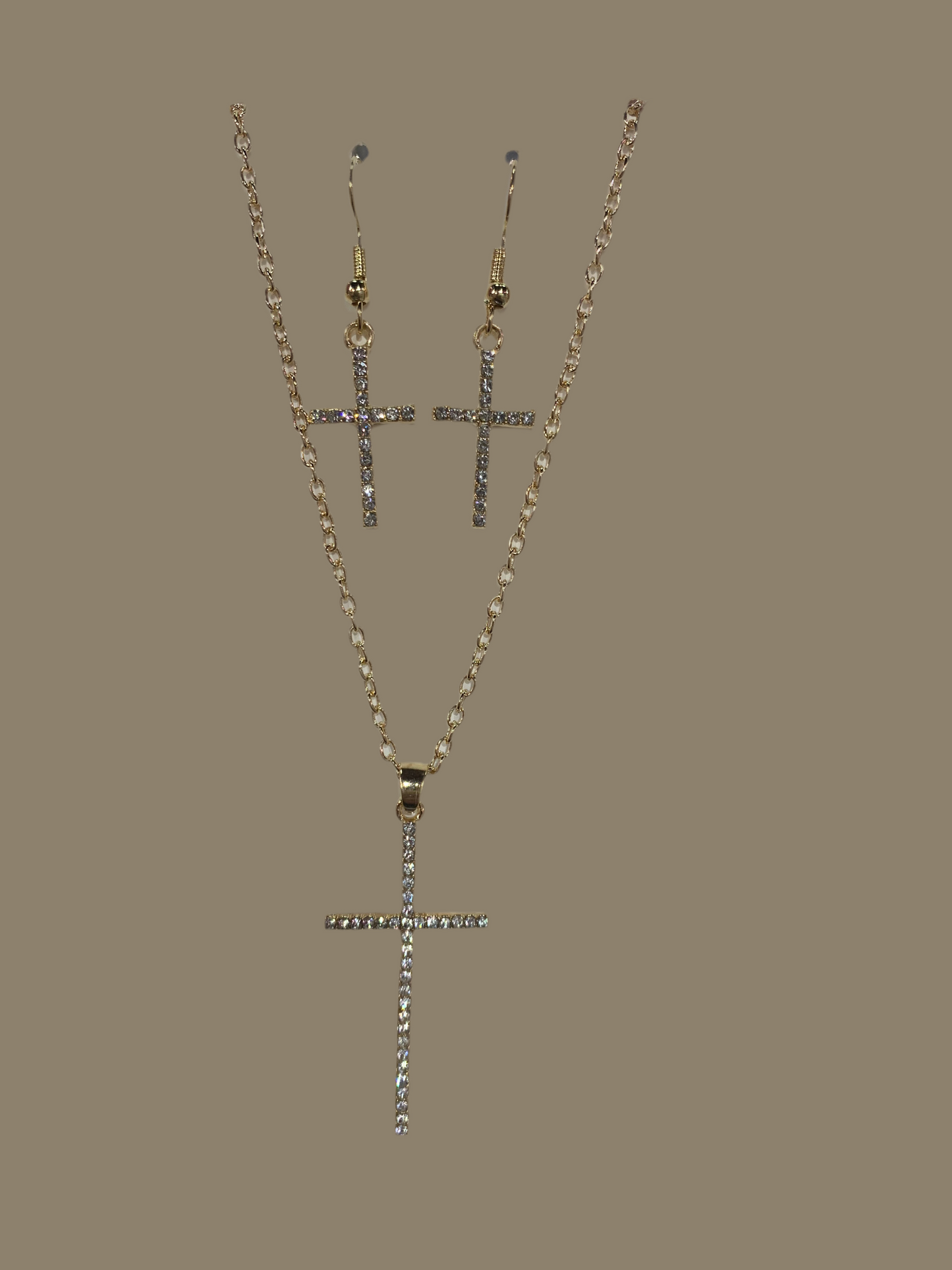 Aretes y collar de cruz set - Bling Bling