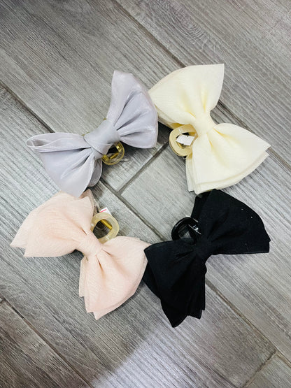 Pinza Con Moño De Organza Brillante - Los Moños De Kari