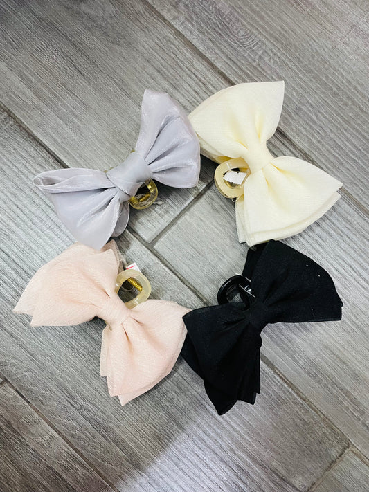 Pinza Con Moño De Organza Brillante - Los Moños De Kari