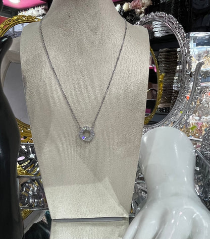 Collar de zirconia con dije de  forma Circular - Bling Bling