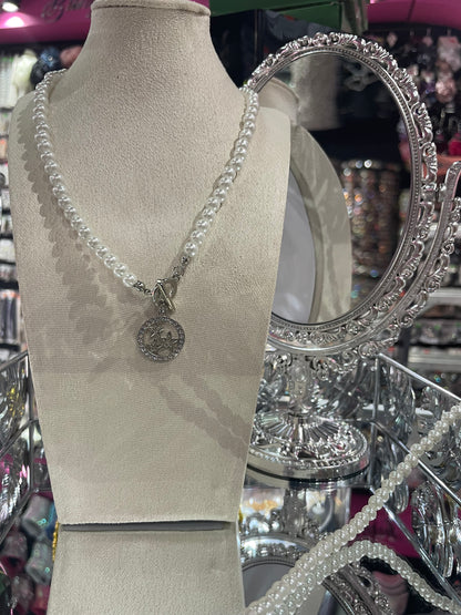 Collar de Perlas con dije Plateado - Bling Bling