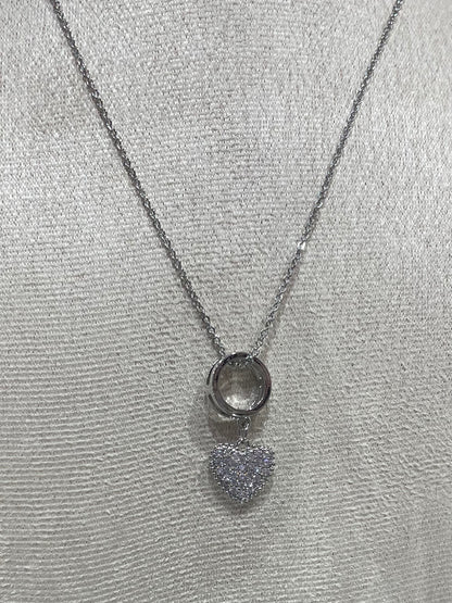 Collar de Zirconia Con dije de Argolla y Corazón Colgate - Bling Bling