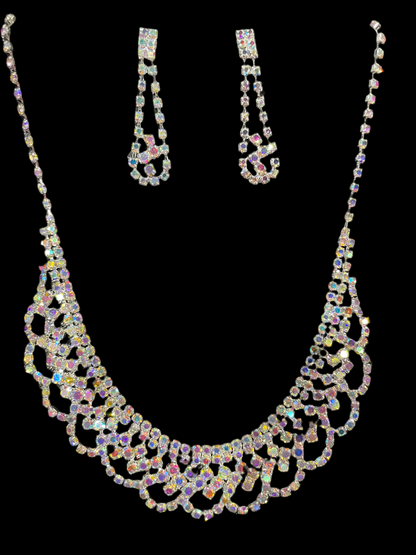 Juego de Collar y Aretes en Plata Tornasol - Bling Bling