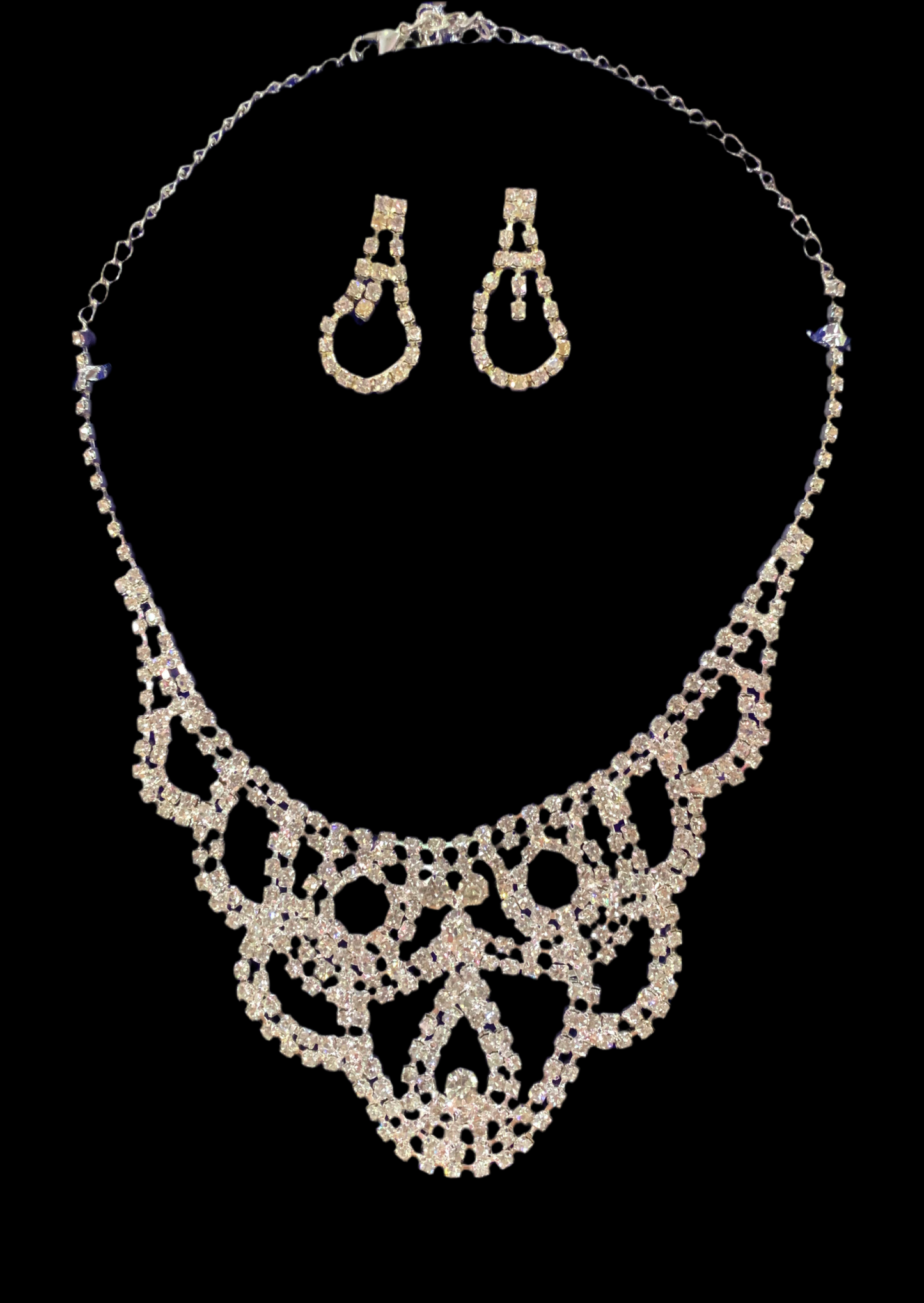 Juego de aretes y collar (plata)