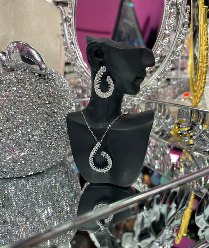 Conjunto de Collar y Aretes con Espiral Brillante - Bling Bling