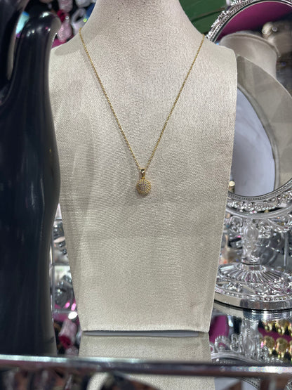 Collar de Zirconia con dije Circular Brillante en Dorado - Bling Bling