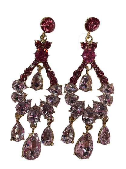 Aretes Largos en Rosa diseños - Bling Bling