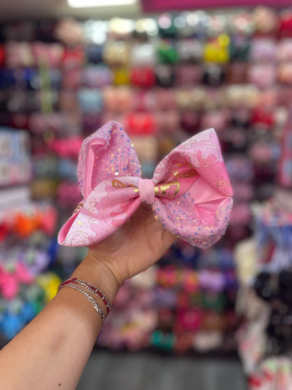 Moño Estampado Con Lentejuela- Los Moños De Kari