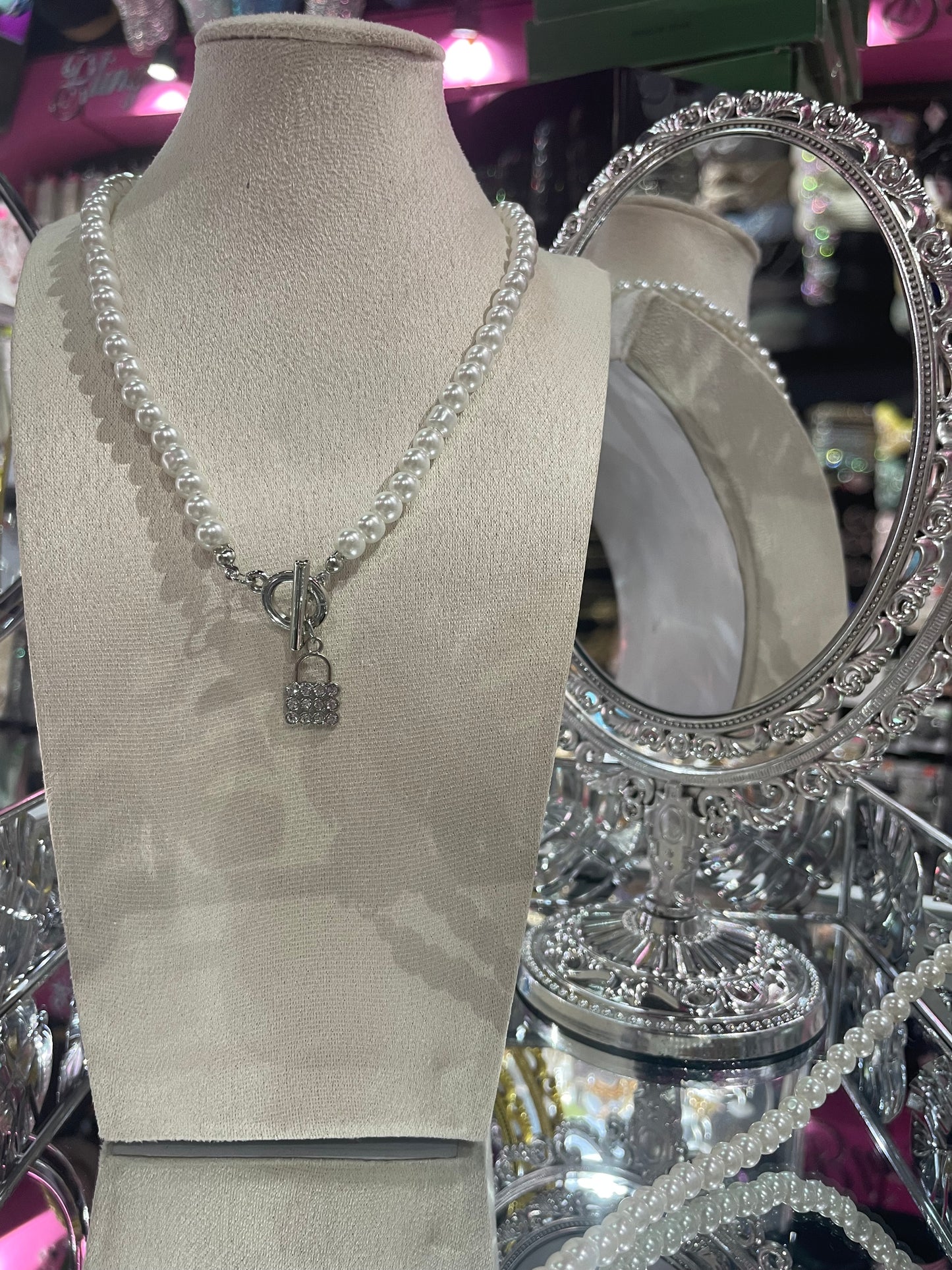 Collar de Perlas con dije Plateado - Bling Bling