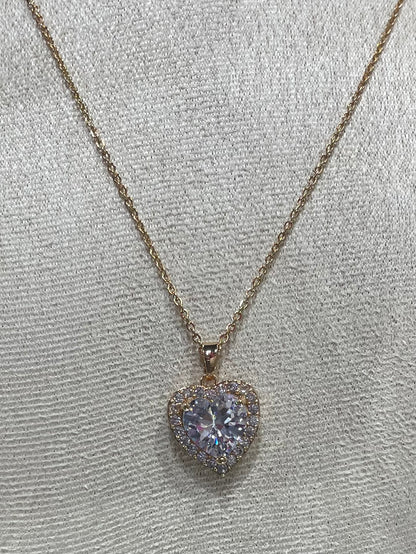 Collar de Zirconia con dije de Corazón y Piedra Grande - Bling Bling