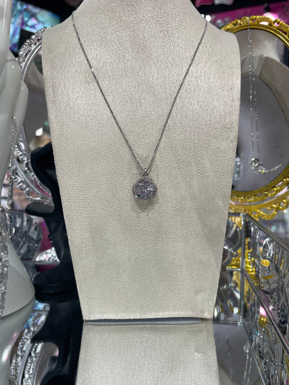 Collar de Zirconia con Dije Circular con piedra Brillante - Bling Bling